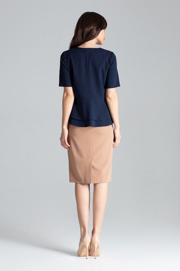 Navy Blue Blouse in Women`s Blouses, Tunics with Polyester and Viscose