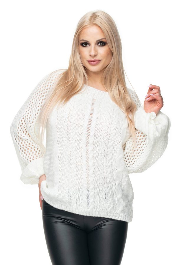 White Jumper in Sweaters, Pullovers, Jumpers, Turtlenecks, Boleros, Shrugs with Acrylic, Polyamide, Polyester and Wool