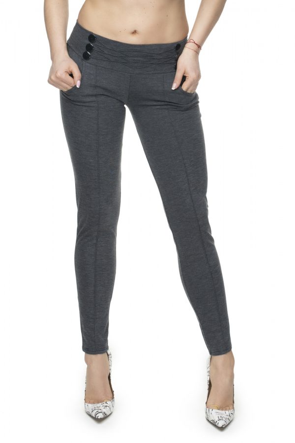 Grey Trousers in Casual Pants For Women with Polyester and Viscose