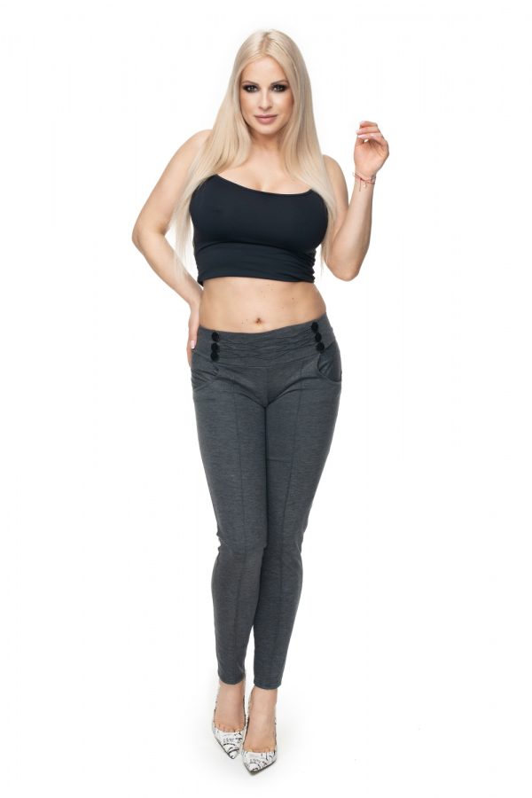 Grey Trousers in Casual Pants For Women with Polyester and Viscose