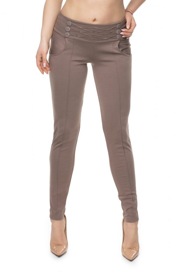 Beige Trousers in Casual Pants For Women with Polyester and Viscose