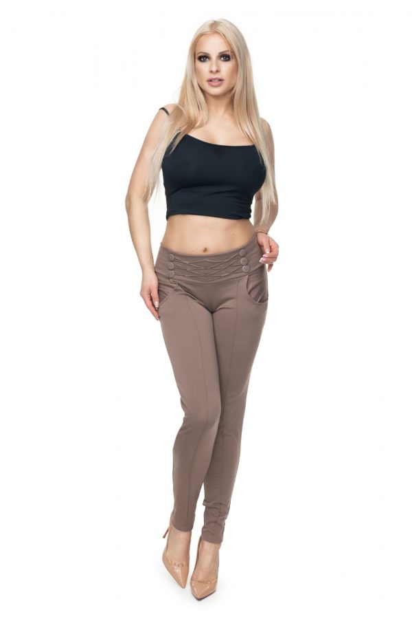 Beige Trousers in Casual Pants For Women with Polyester and Viscose