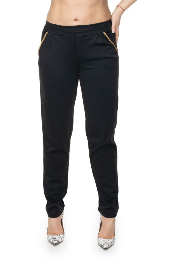 Black Trousers in Casual Pants For Women with Polyester and Viscose