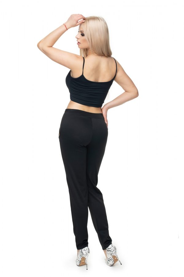 Black Trousers in Casual Pants For Women with Polyester and Viscose