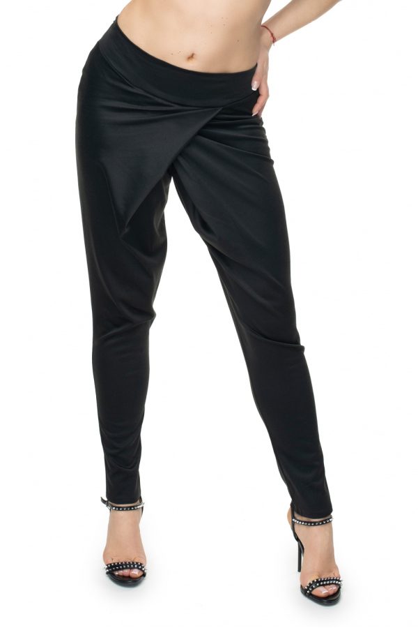 Black Trousers in Casual Pants For Women with Polyester and Viscose