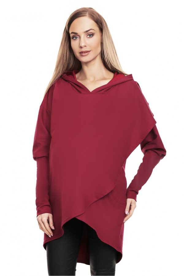 Red Maternity Sweatshirt in Bluza Ciążowa with Cotton and Spandex