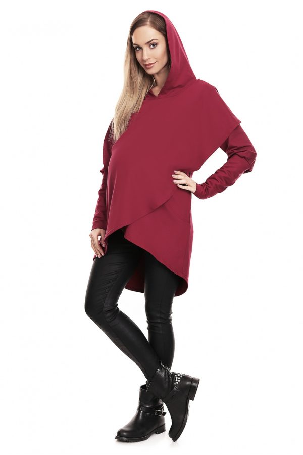 Red Maternity Sweatshirt in Bluza Ciążowa with Cotton and Spandex