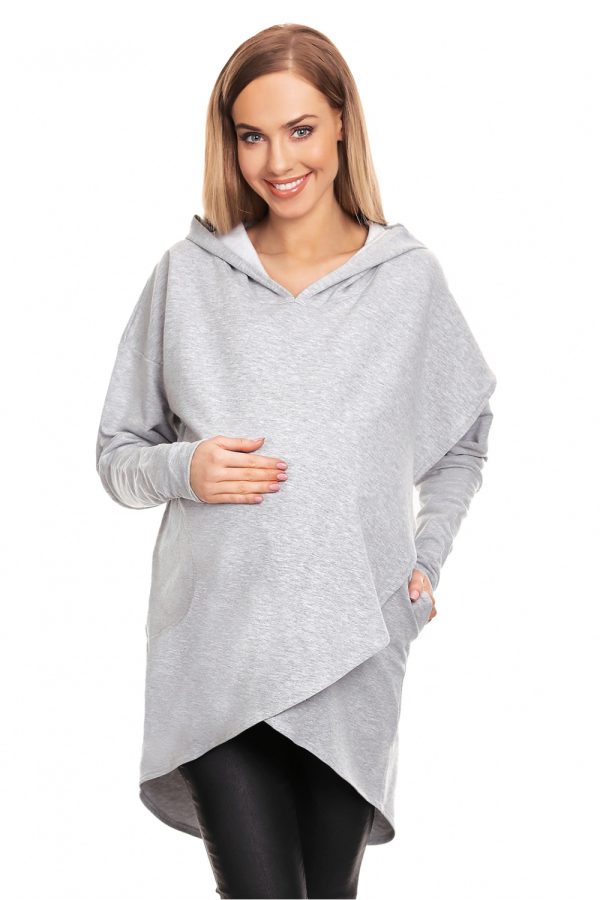 Grey Maternity Sweatshirt in Bluza Ciążowa with Cotton and Spandex