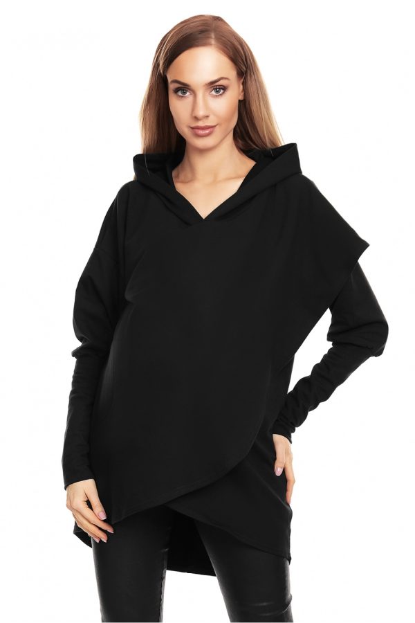 Black Maternity Sweatshirt in Bluza Ciążowa with Cotton and Spandex