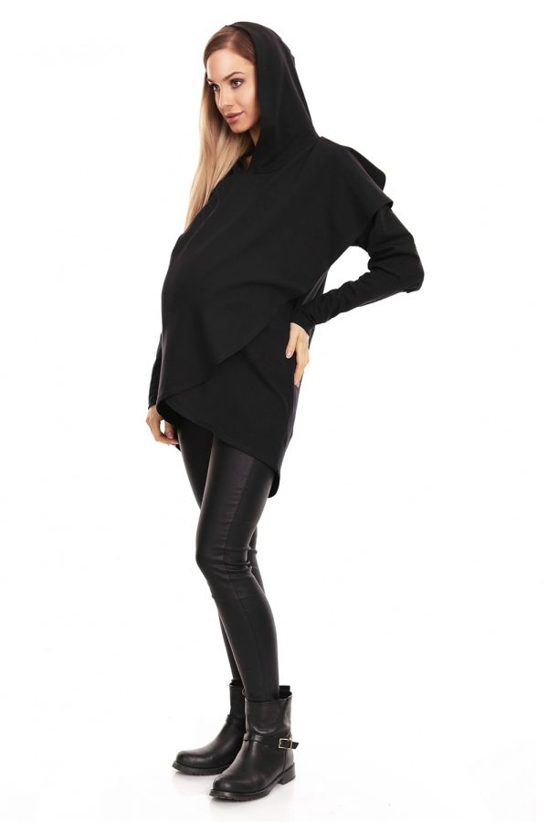 Black Maternity Sweatshirt in Bluza Ciążowa with Cotton and Spandex