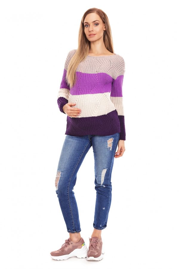 Multicolor Pregnancy Sweater in Sweter Ciążowy with Acrylic