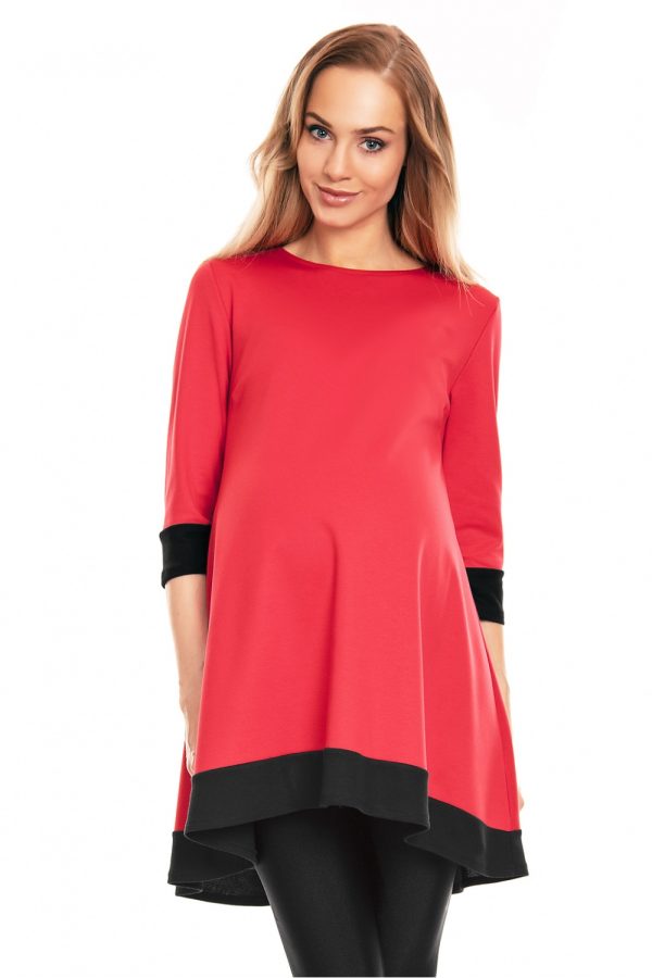 Red Pregnancy Dress in Maternity Dresses with Spandex, Polyester and Viscose
