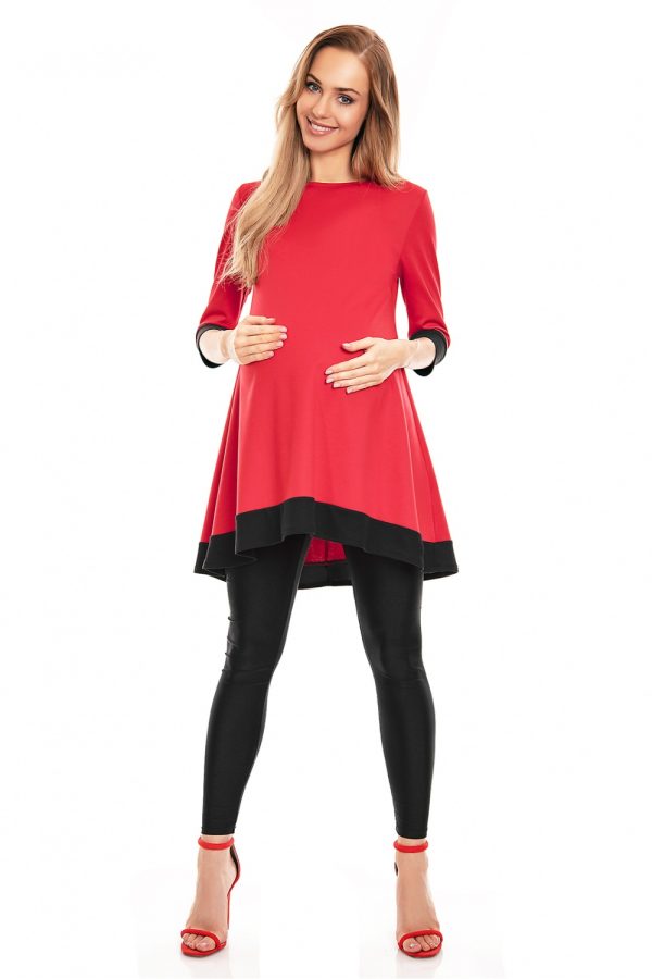 Red Pregnancy Dress in Maternity Dresses with Spandex, Polyester and Viscose
