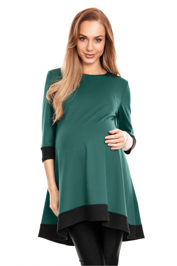 Green Pregnancy Dress in Maternity Dresses with Spandex, Polyester and Viscose