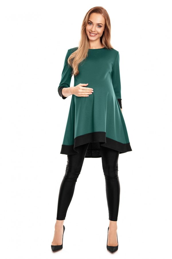 Green Pregnancy Dress in Maternity Dresses with Spandex, Polyester and Viscose