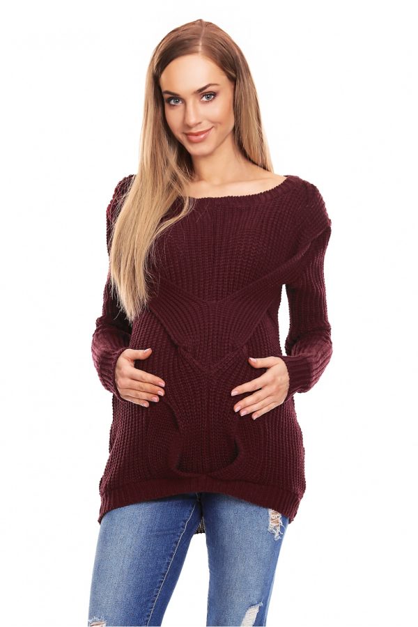 Red Pregnancy Sweater in Sweter Ciążowy with Spandex, Polyester and Viscose