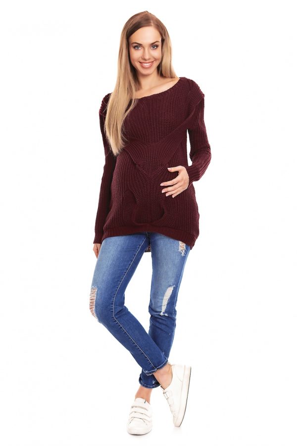 Red Pregnancy Sweater in Sweter Ciążowy with Spandex, Polyester and Viscose