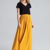 Yellow Long Skirt in Skirts with Spandex and Polyester