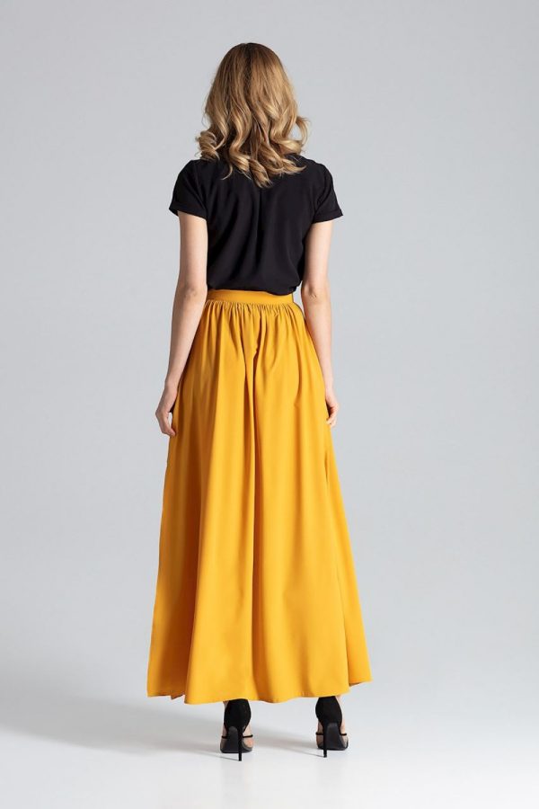 Yellow Long Skirt in Skirts with Spandex and Polyester