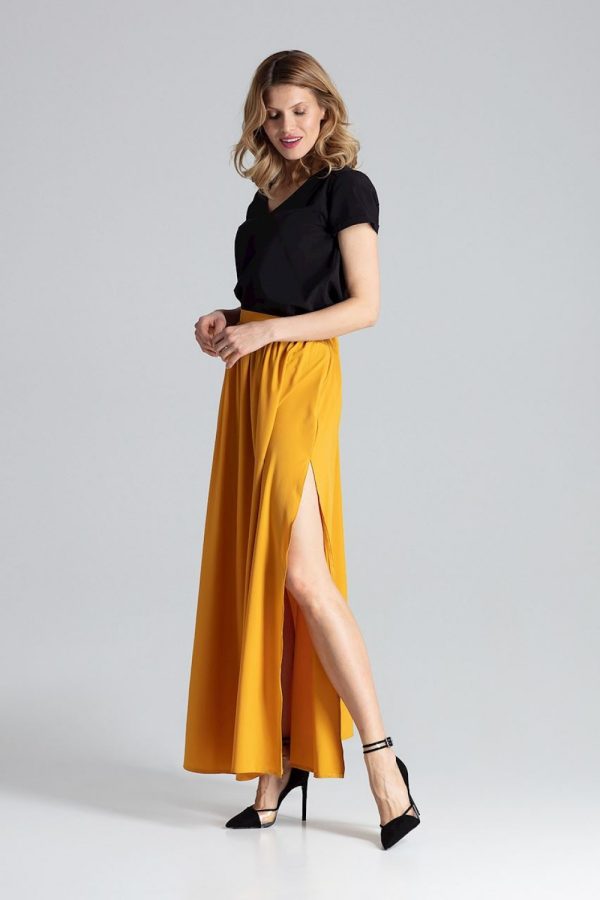 Yellow Long Skirt in Skirts with Spandex and Polyester