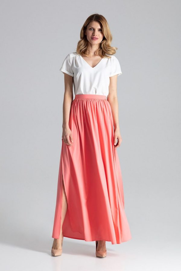 Pink Long Skirt in Skirts with Spandex and Polyester