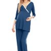 Blue Pregnancy Pajamas in Maternity Nightwear with Spandex and Viscose