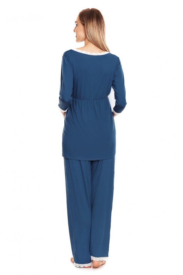 Blue Pregnancy Pajamas in Maternity Nightwear with Spandex and Viscose