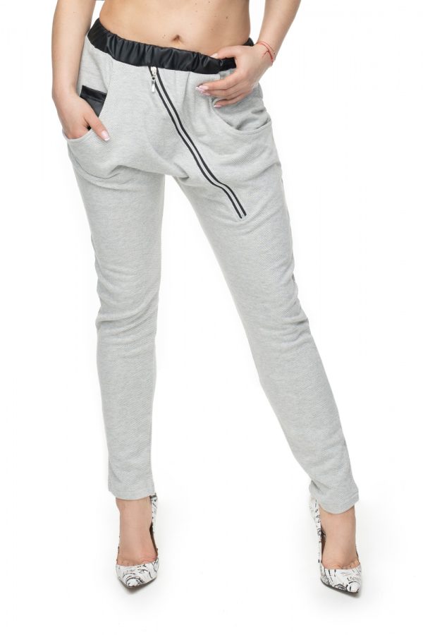 Grey Women Trousers in Casual Pants For Women with Cotton and Spandex