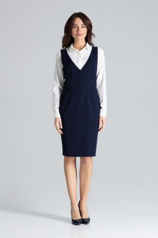Navy Blue Daydress in Day Dresses with Polyester and Viscose