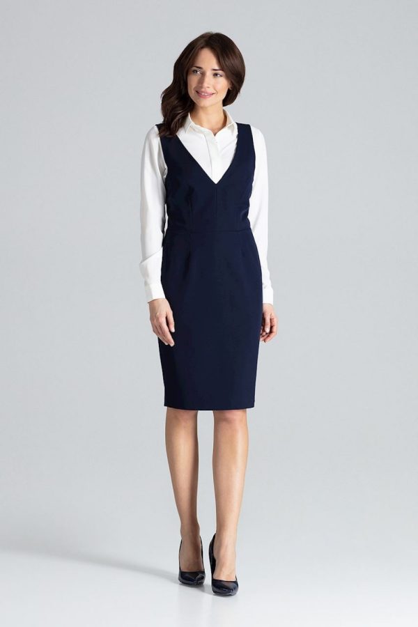Navy Blue Daydress in Day Dresses with Polyester and Viscose