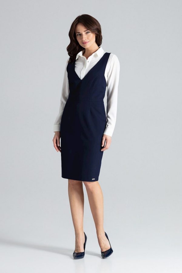 Navy Blue Daydress in Day Dresses with Polyester and Viscose