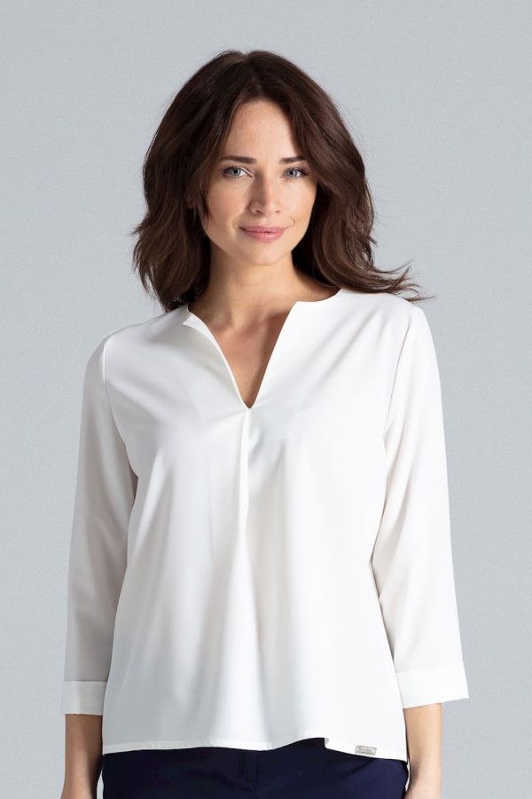 Beige Blouse in Women`s Blouses, Tunics with Spandex and Polyester