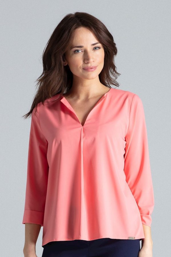 Pink Blouse in Women`s Blouses, Tunics with Spandex and Polyester