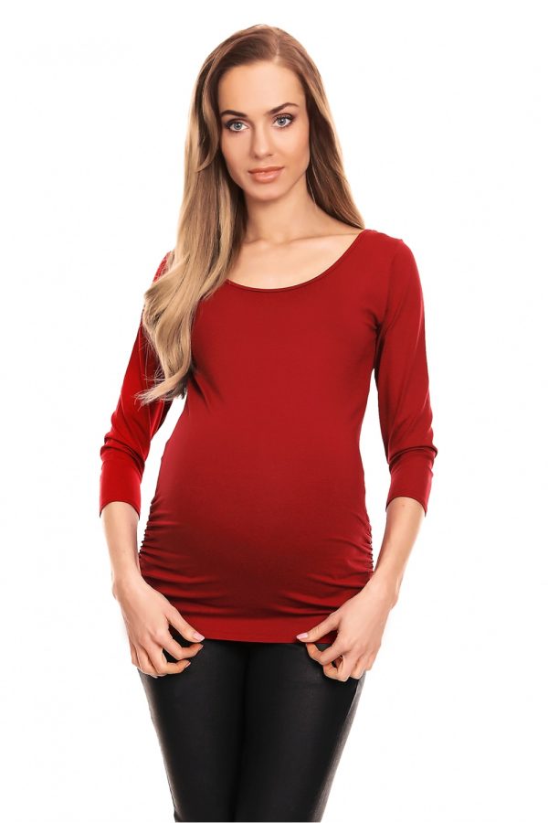 Red Maternity Blouse in Maternity Blouses with Spandex and Viscose