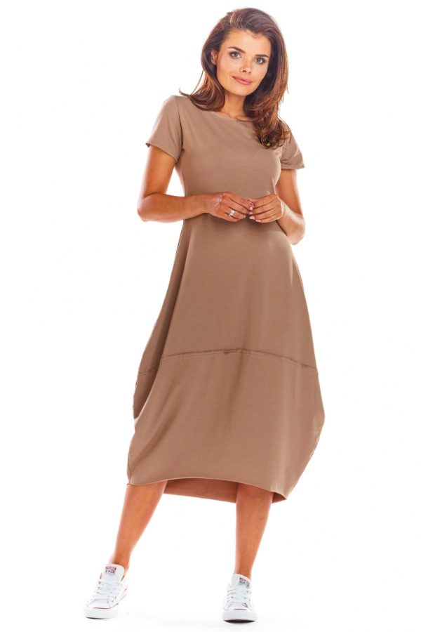 Beige Daydress in Day Dresses with Cotton and Lycra