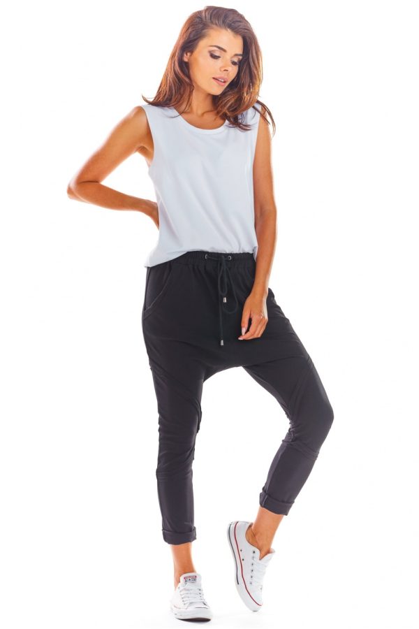 Black Tracksuit Trousers in Women`s Tracksuit Bottoms, Sports Pants with Cotton and Lycra
