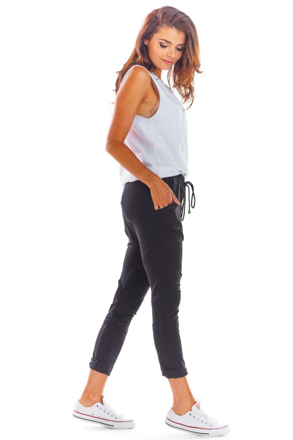 Black Tracksuit Trousers in Women`s Tracksuit Bottoms, Sports Pants with Cotton and Lycra