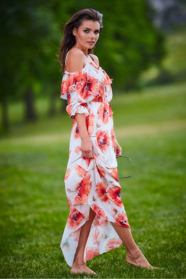 White Daydress in Day Dresses with Spandex and Polyester