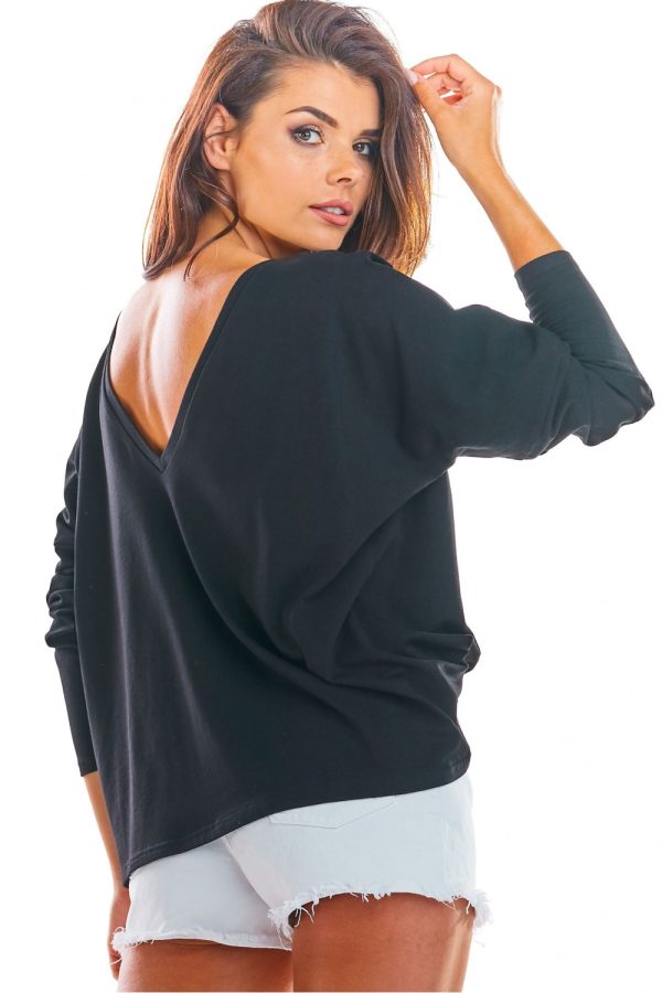 Black Blouse in Women`s Blouses, Tunics with Cotton and Lycra