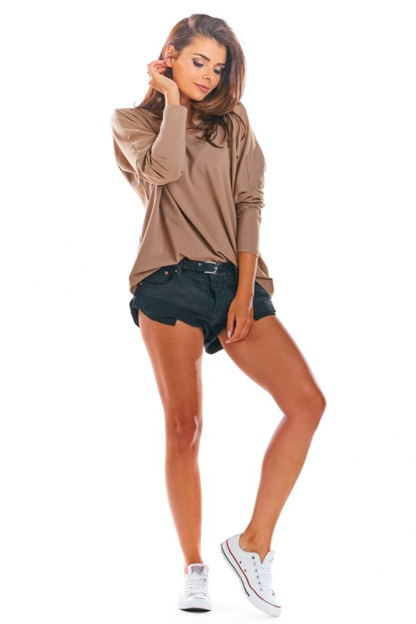 Beige Blouse in Women`s Blouses, Tunics with Cotton and Lycra
