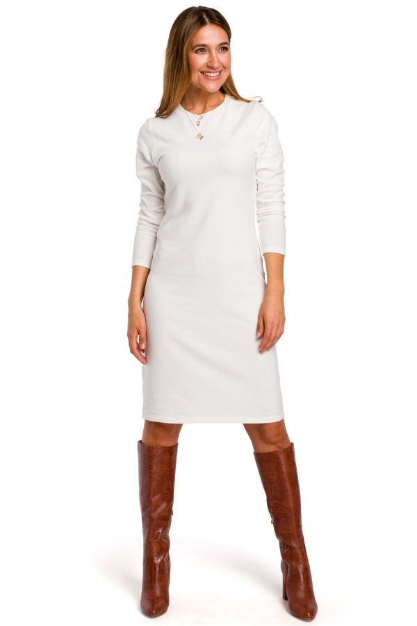 Beige Daydress in Day Dresses with Cotton and Spandex