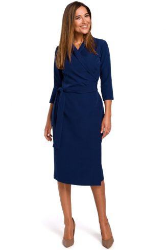 Navy Blue Daydress in Day Dresses with Spandex and Polyester