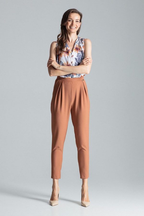 Brown Women Trousers in Pants, Trousers, Shorts with Polyester