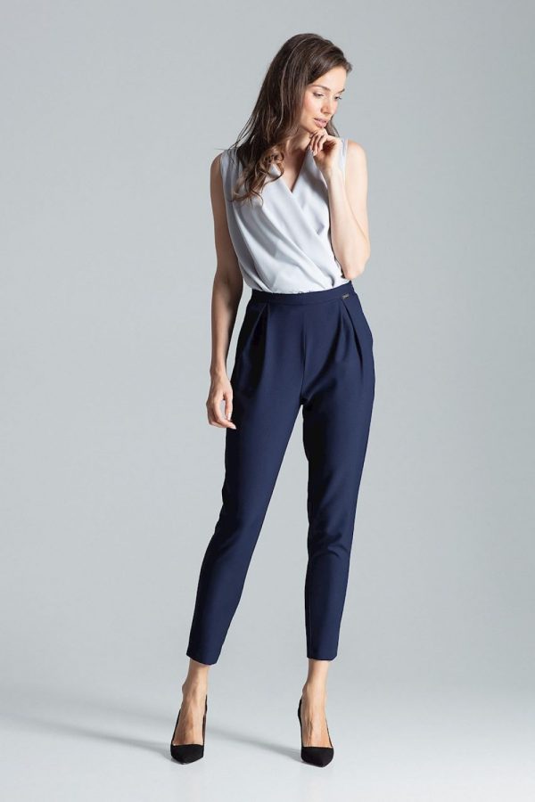 Navy Blue Women Trousers in Pants, Trousers, Shorts with Polyester