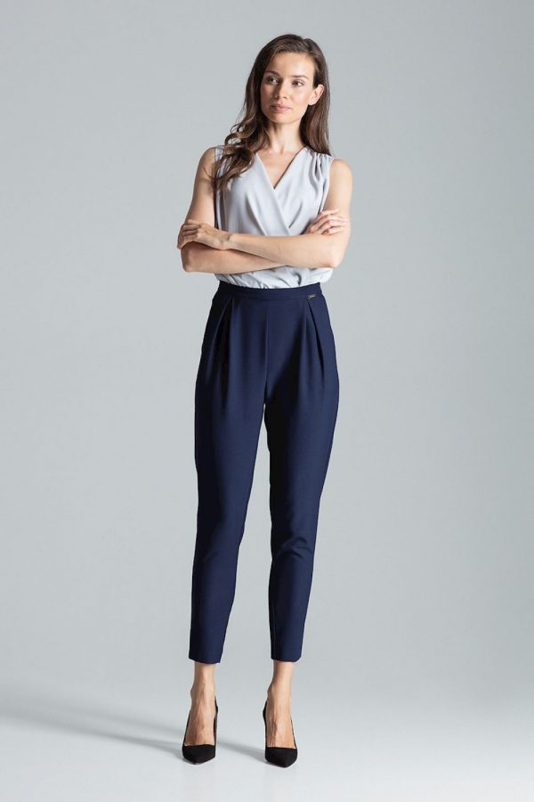 Navy Blue Women Trousers in Pants, Trousers, Shorts with Polyester