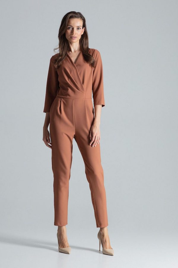 Brown Suit in Playsuits For Women with Polyester
