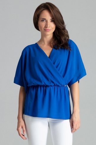 Blue Blouse in Women`s Blouses, Tunics with Spandex, Polyester and Viscose