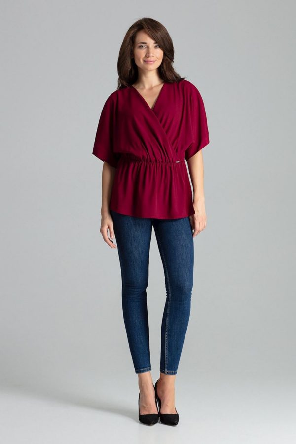 Red Blouse in Women`s Blouses, Tunics with Spandex, Polyester and Viscose