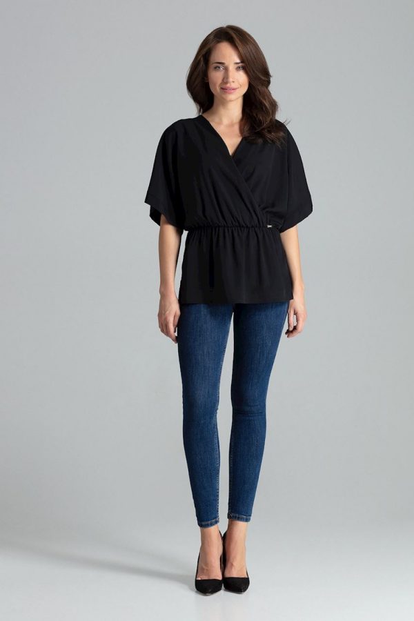 Black Blouse in Women`s Blouses, Tunics with Spandex, Polyester and Viscose