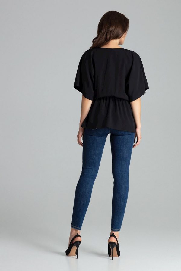 Black Blouse in Women`s Blouses, Tunics with Spandex, Polyester and Viscose